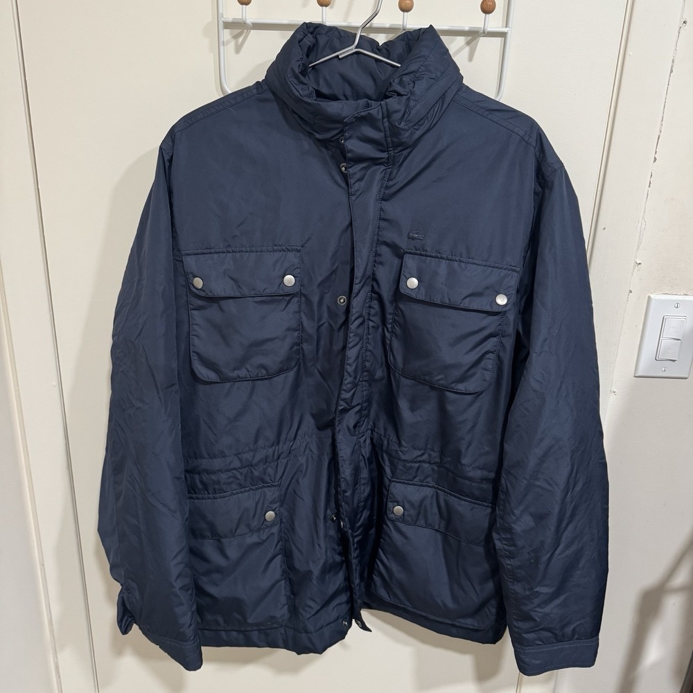 Lacoste Insulated Padded Blue Insulated Pockets Men's EU 54 XL Jacket Parka Coat